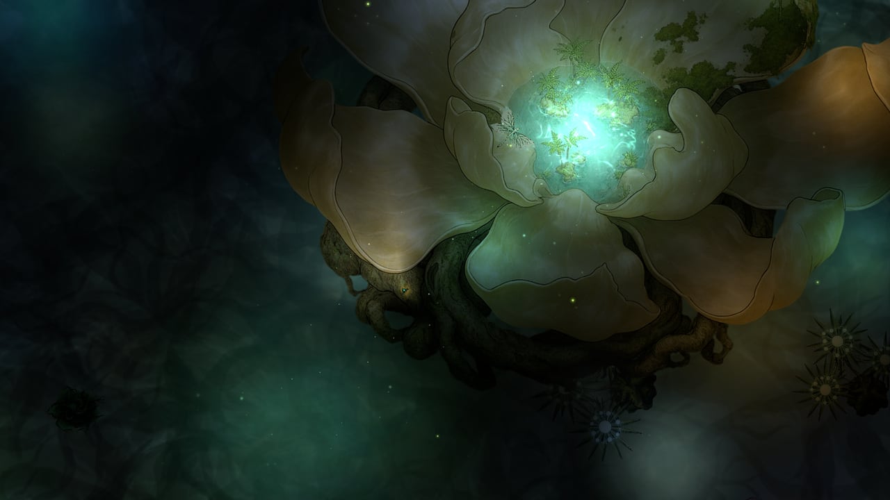 The Stillheart in Briarwake, a great pale flower with a glowing core.