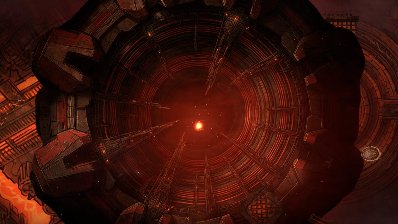 The Last Sun furnace in the Cinderworks, a red-hot ring of iron.