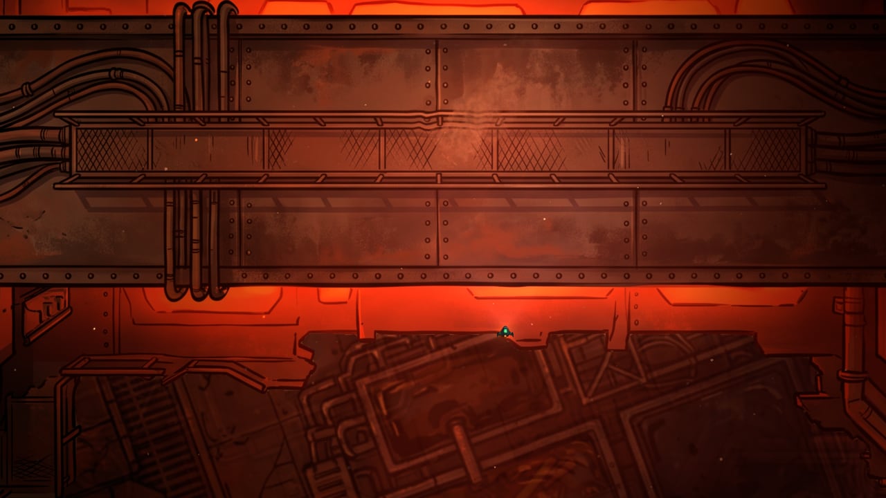 The Waiting Hammer over a river of molten metal in the Cinderworks.