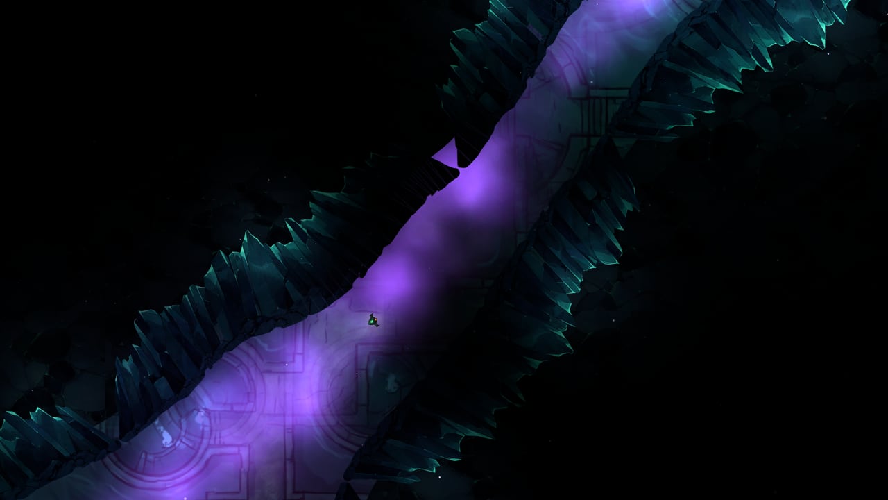 A violet rift in Saltwake where the lamps have been cut.